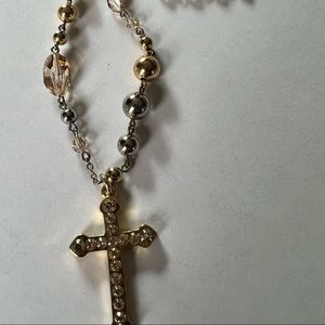 Tarina Tarantino Gold/Silver Rosary Necklace